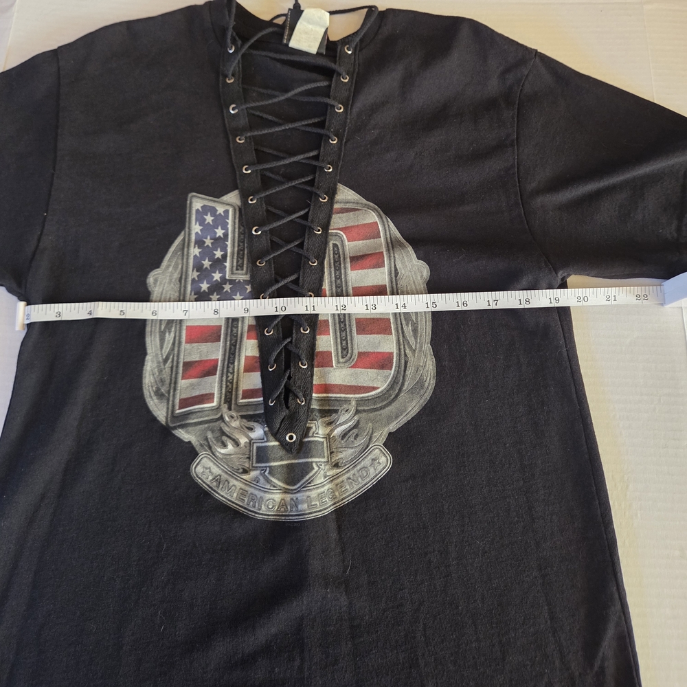 Harley-Davidson Bravado Black Lace-Up Womens Tee - Picture 7 of 8